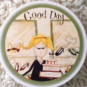 NWOT Coaster Girls Stone Coasters; Good Day/Not so Good Day; 2010; Kitschy, cute
